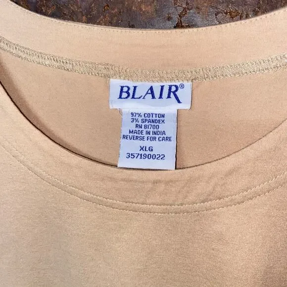 Blair Beige Tan Short Sleeve Crew Neck T-Shirt Women's Size XL - Picture 2 of 4
